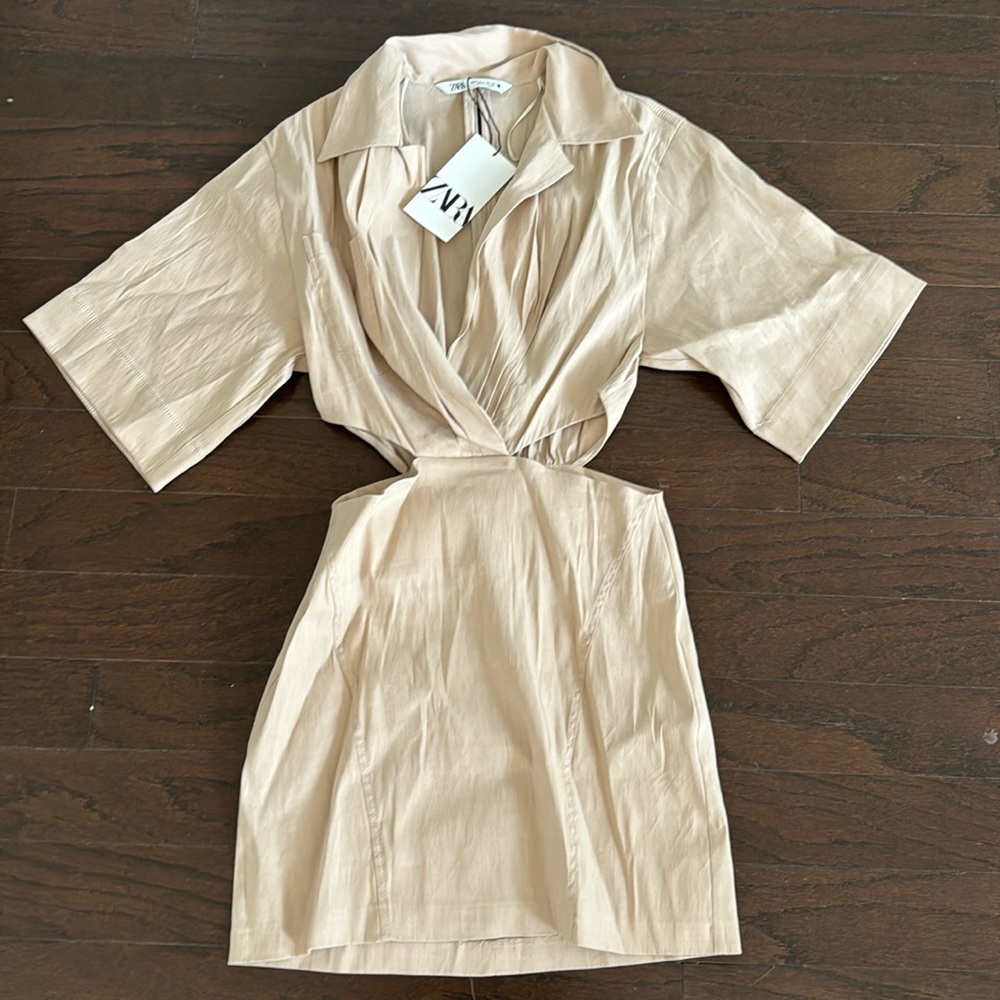 Zara tan cutout dress